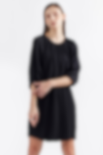 Black Rayon Mini Dress by PERONA