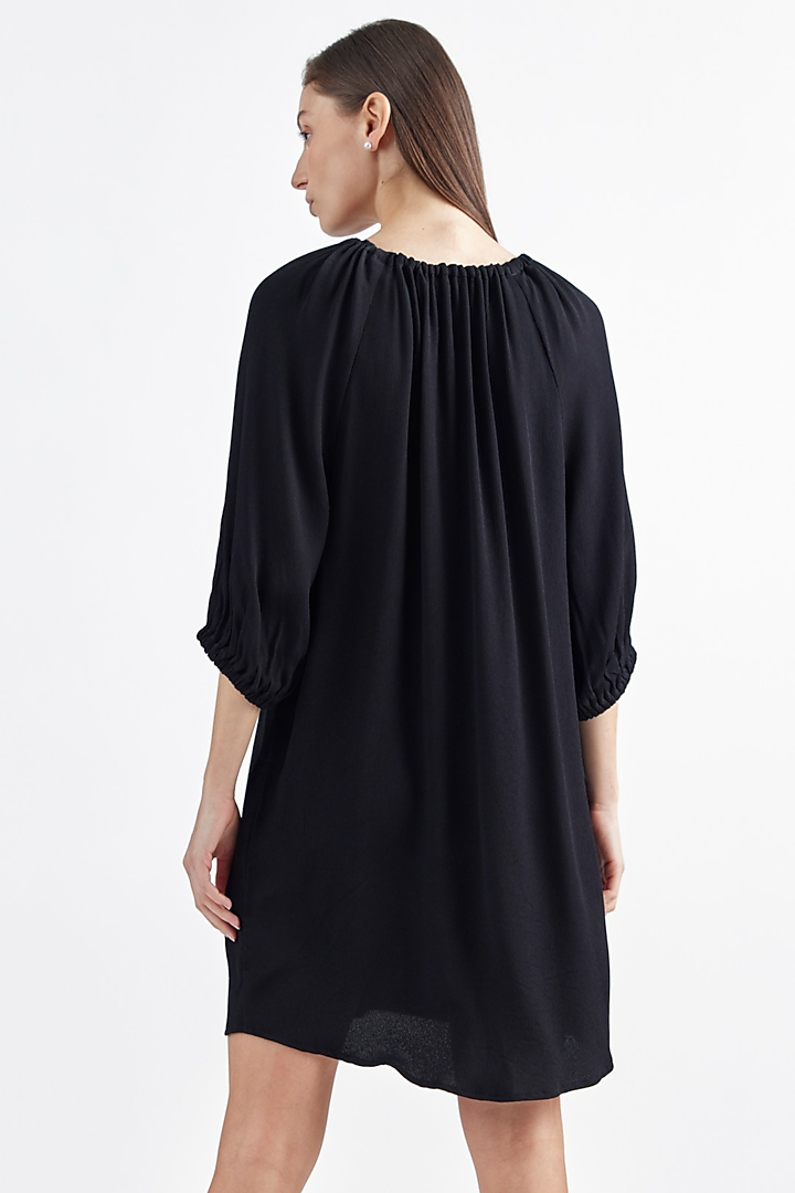Black Rayon Mini Summer Dress by PERONA at Pernia's Pop Up Shop