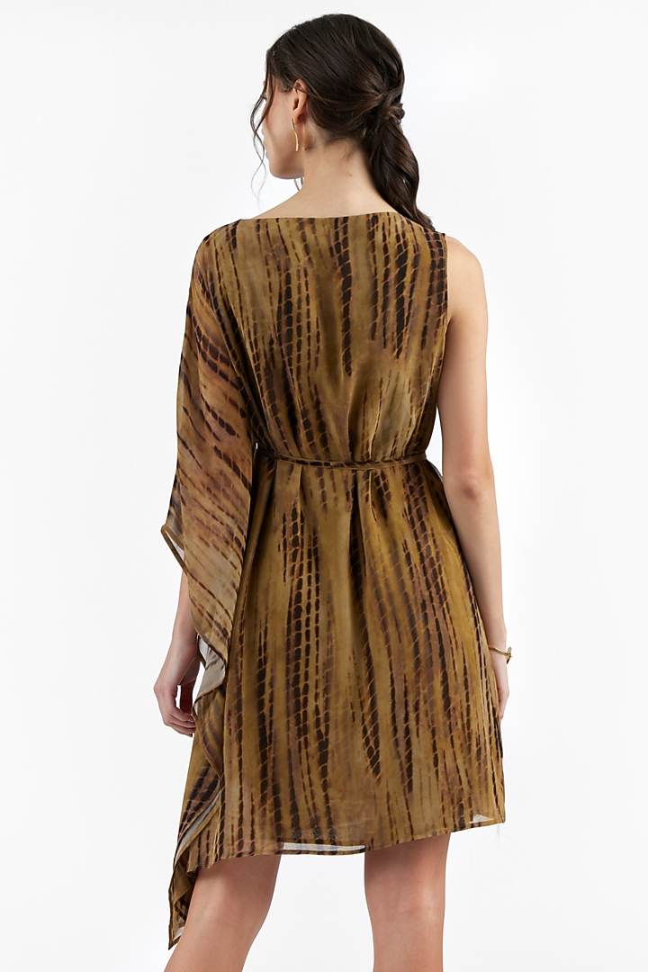 Dark Brown Terylene Printed Mini Summer Dress by PERONA at Pernia's Pop Up Shop