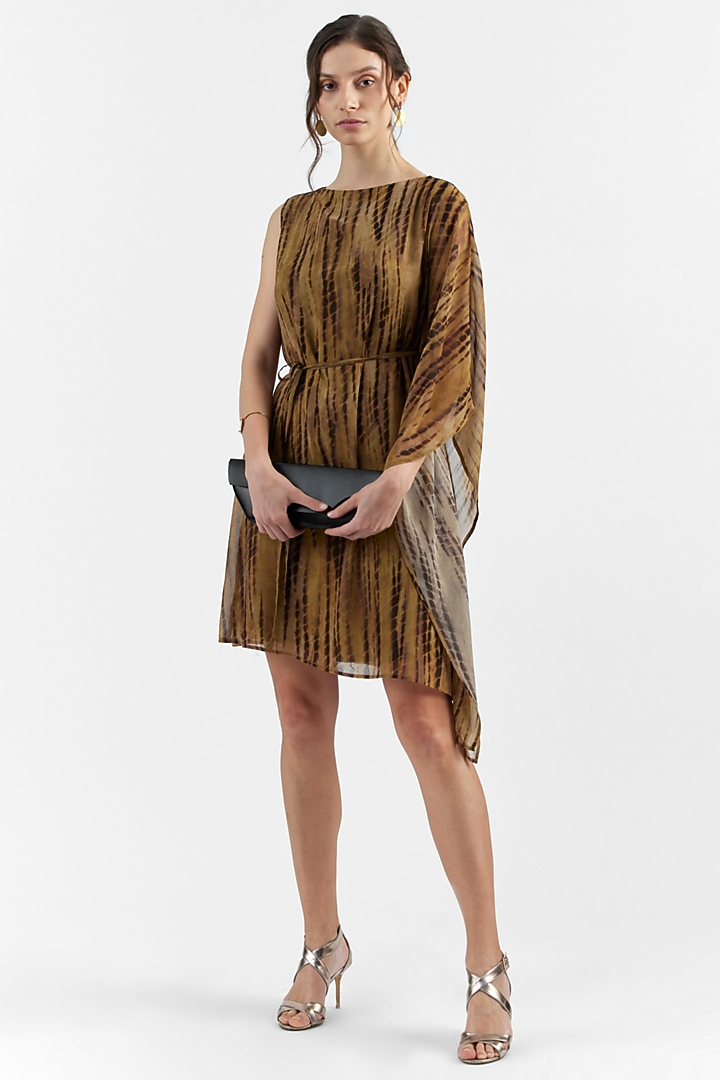 Dark Brown Terylene Printed Mini Summer Dress by PERONA at Pernia's Pop Up Shop