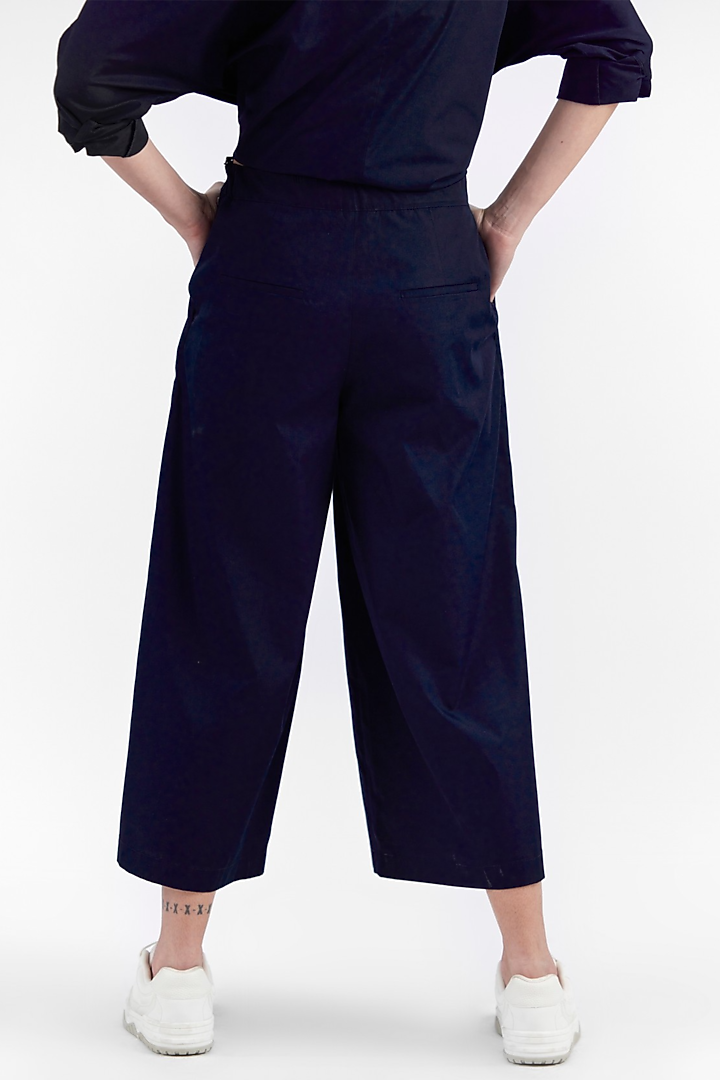 Midnight Blue Cotton Poplin Culottes by PERONA at Pernia's Pop Up Shop