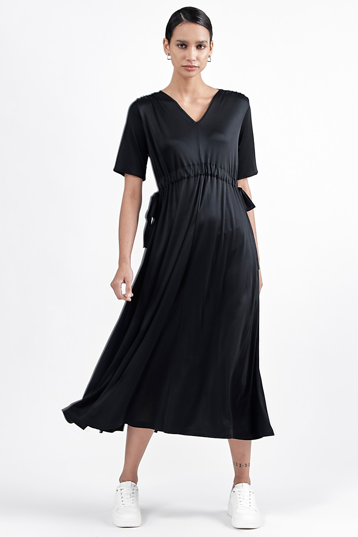 Black Acetate Midi Dress by PERONA