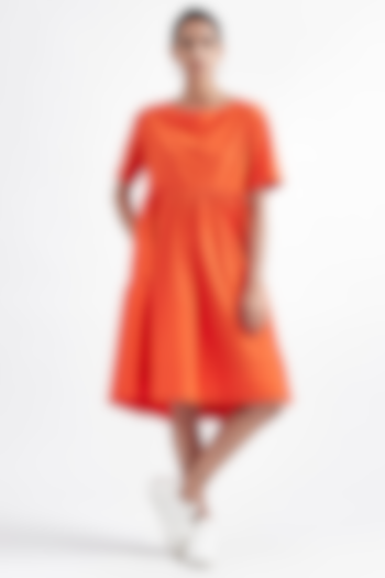 Cadmium Orange Cotton Poplin Dress by PERONA