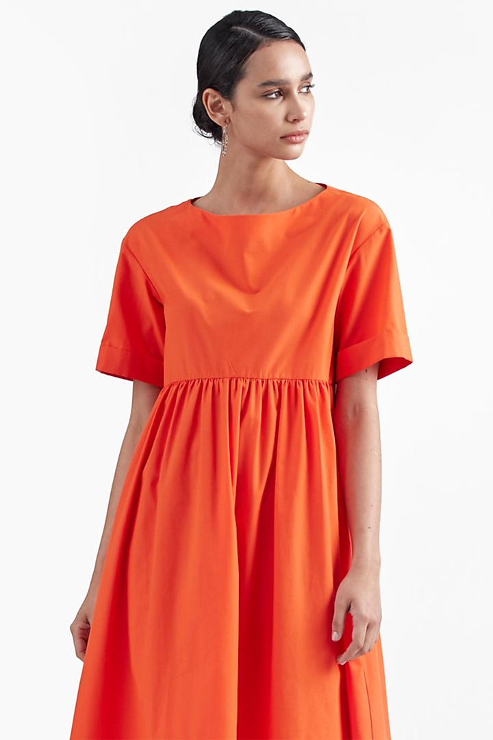Cadmium Orange Cotton Poplin Summer Dress by PERONA at Pernia's Pop Up Shop
