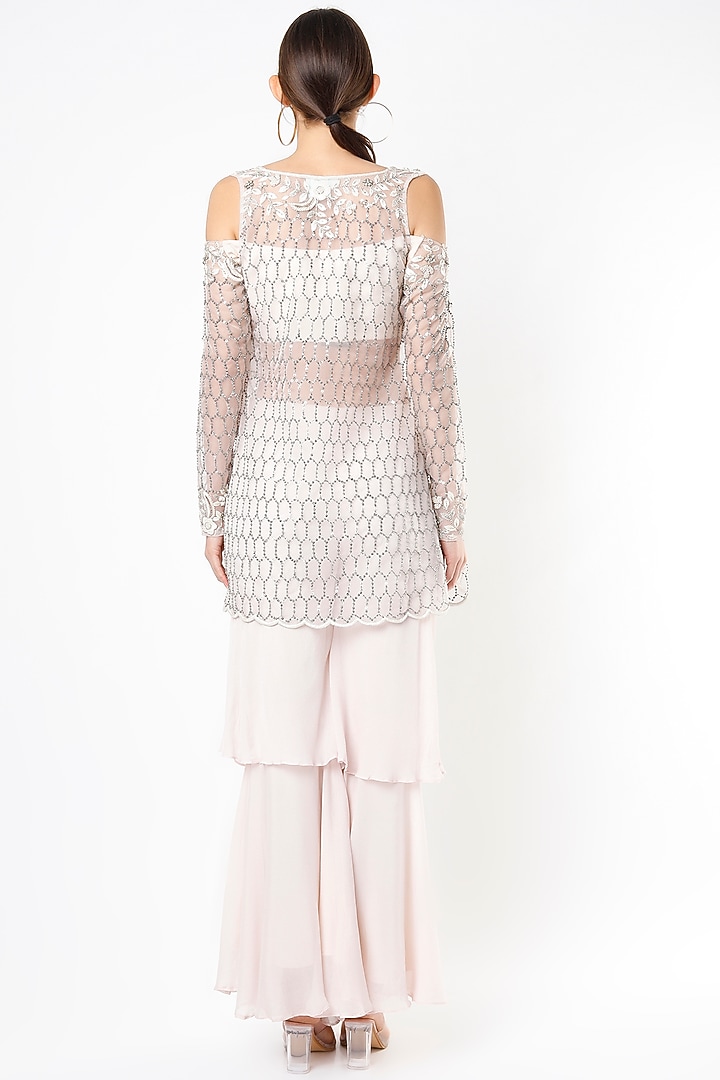 Crystal Pink Gharara Set With Jacket by Pesha at Pernia's Pop Up Shop