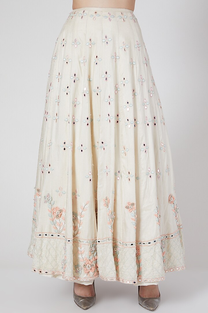 Ivory 3D Floral Embroidered Wedding Lehenga Set by Pesha at Pernia's Pop Up Shop
