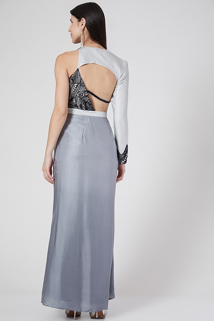 Grey Embellished A-Line Engagement Gown by Pesha at Pernia's Pop Up Shop