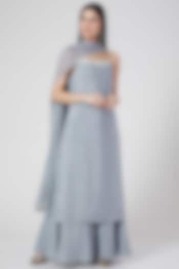  Grey Sharara Set With Sequins Work  by Pesha