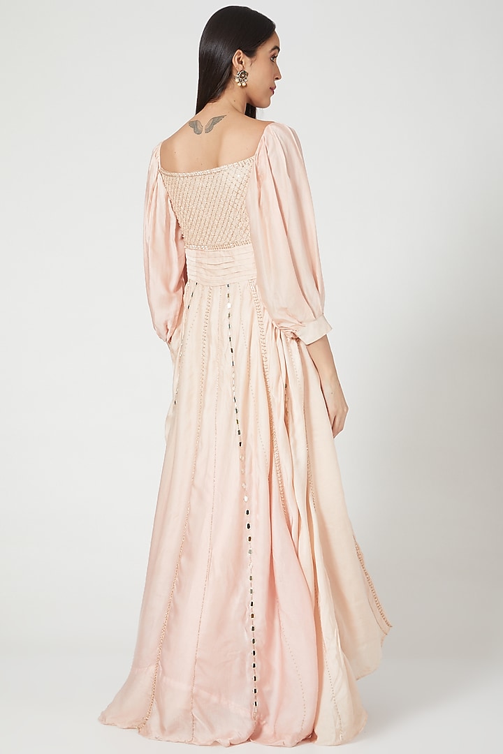 Blush Pink Engagement Gown With Mirror Work by Pesha at Pernia's Pop Up Shop