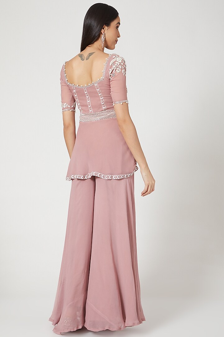 Mauve Party Wear Sharara Set With Thread Work by Pesha at Pernia's Pop Up Shop
