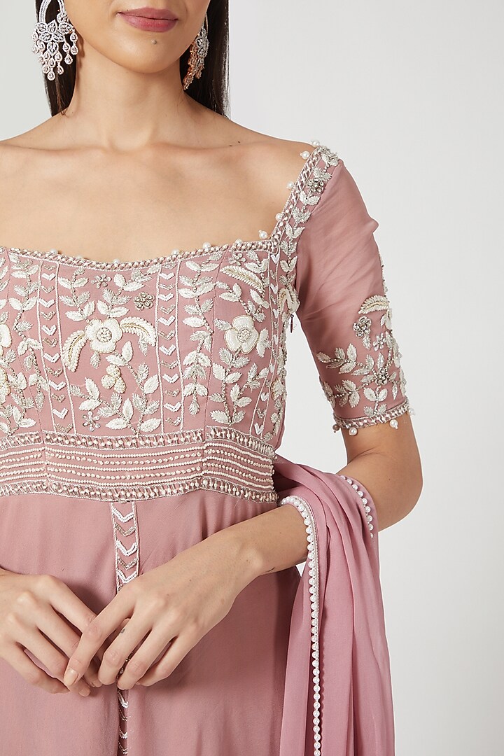 Mauve Party Wear Sharara Set With Thread Work by Pesha at Pernia's Pop Up Shop