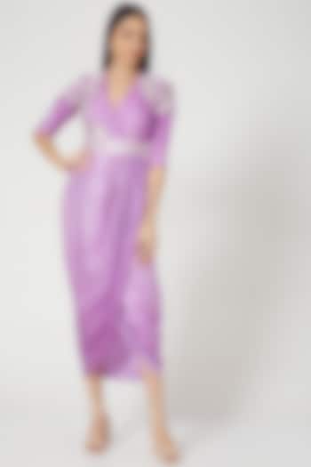 Purple Embellished Ind-Western Cowl Dress by Pesha