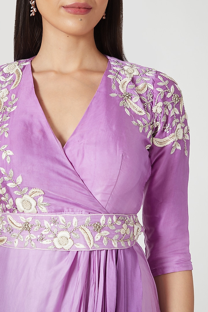 Purple Embellished Ind-Western Cowl Dress by Pesha at Pernia's Pop Up Shop