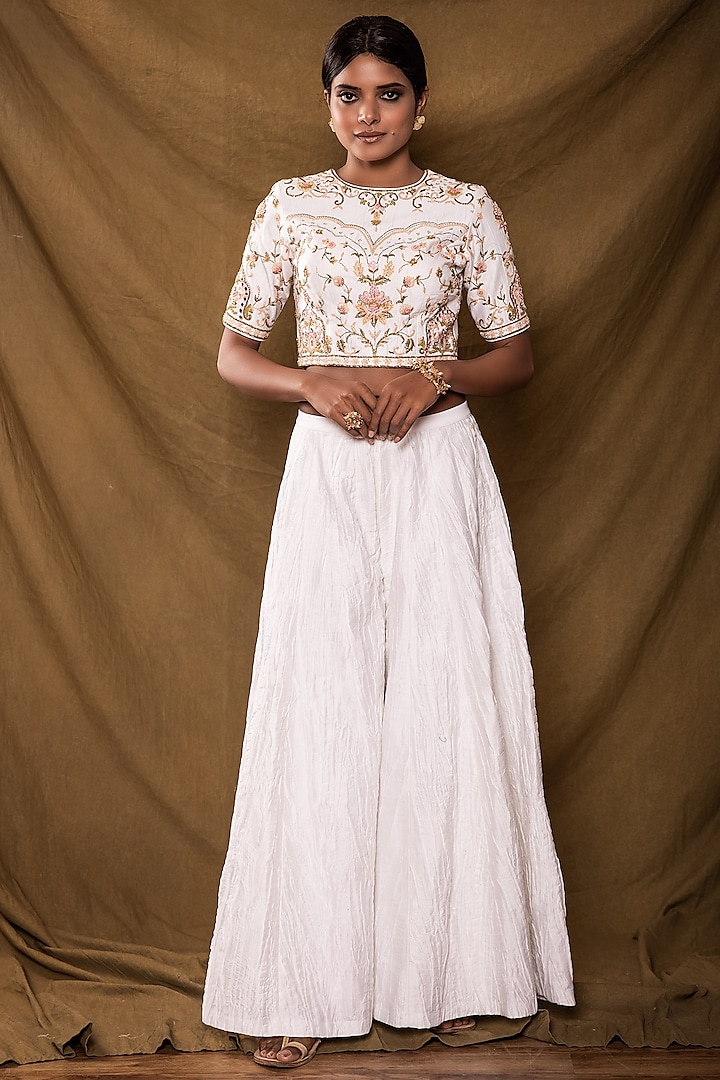 Ivory Hand Embroidered Co-Ord Set by Pesha at Pernia's Pop Up Shop