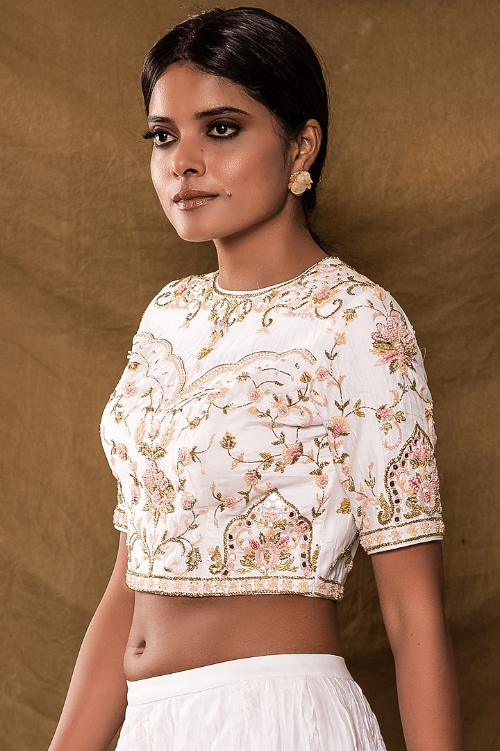 Ivory Hand Embroidered Co-Ord Set by Pesha at Pernia's Pop Up Shop