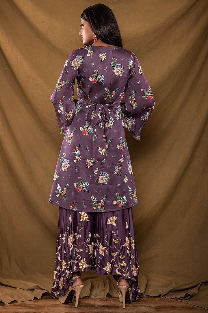 Dull Purple Embroidered Jacket Set by Pesha at Pernia's Pop Up Shop