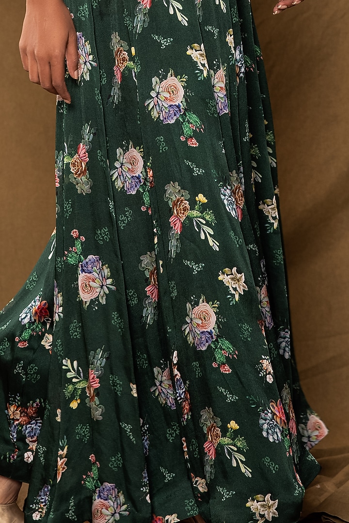 Bottle Green Embroidered Jumpsuit by Pesha at Pernia's Pop Up Shop