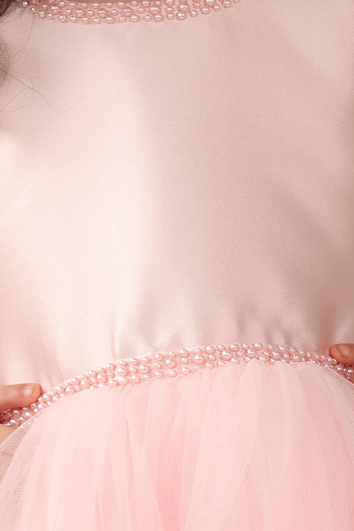 Peach Poly Silk Tiered Dress For Girls by A.T.U.N. (All Things Uber Nice) at Pernia's Pop Up Shop