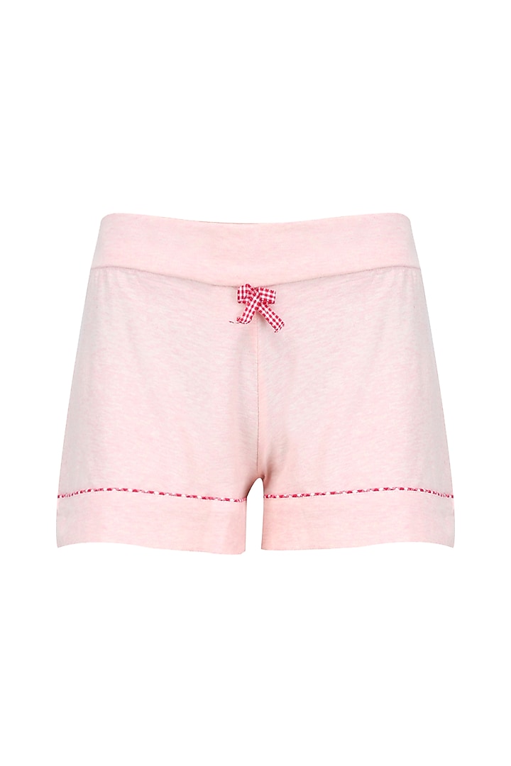 Baby pink and red lace trims nightuit shirt and shorts set available only at Pernia's Pop Up Shop.