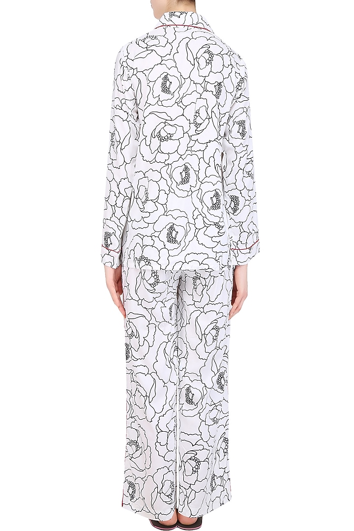 White and black bold flower monochrome printed nightsuit set available only at Pernia's Pop Up Shop.