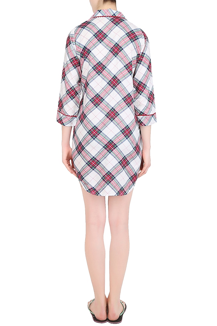 White, red and black plaid checks nightsuit shirt available only at Pernia's Pop Up Shop.