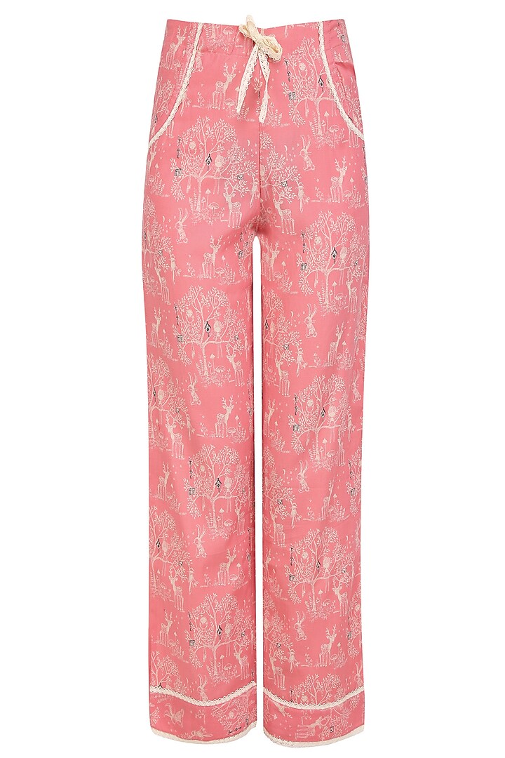 Pink deer and trees printed nightsuit set available only at Pernia's Pop Up Shop.