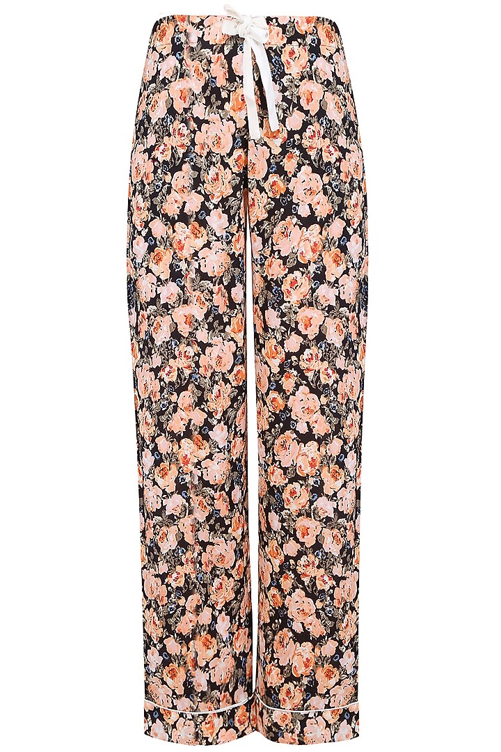 Black and orange floral printed nightsuit set available only at Pernia's Pop Up Shop.