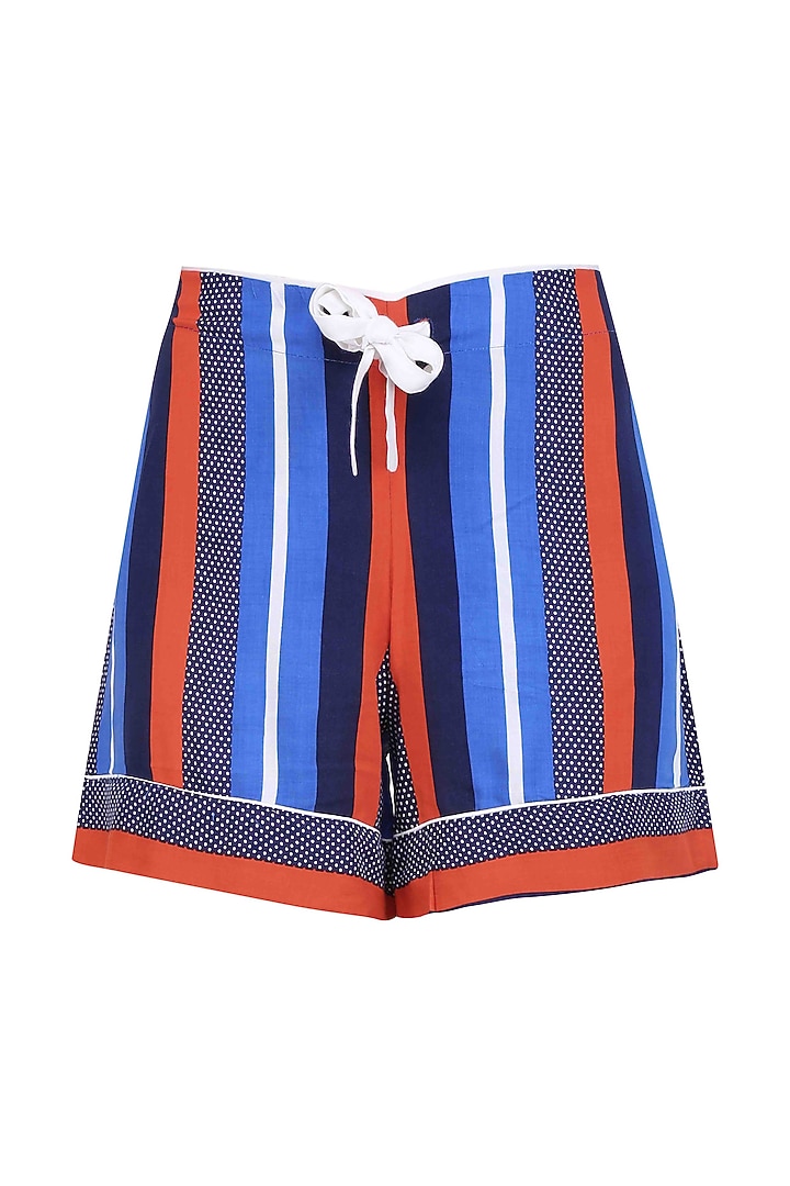 Blue stripes printed nightsuit shirt and shorts set available only at Pernia's Pop Up Shop.