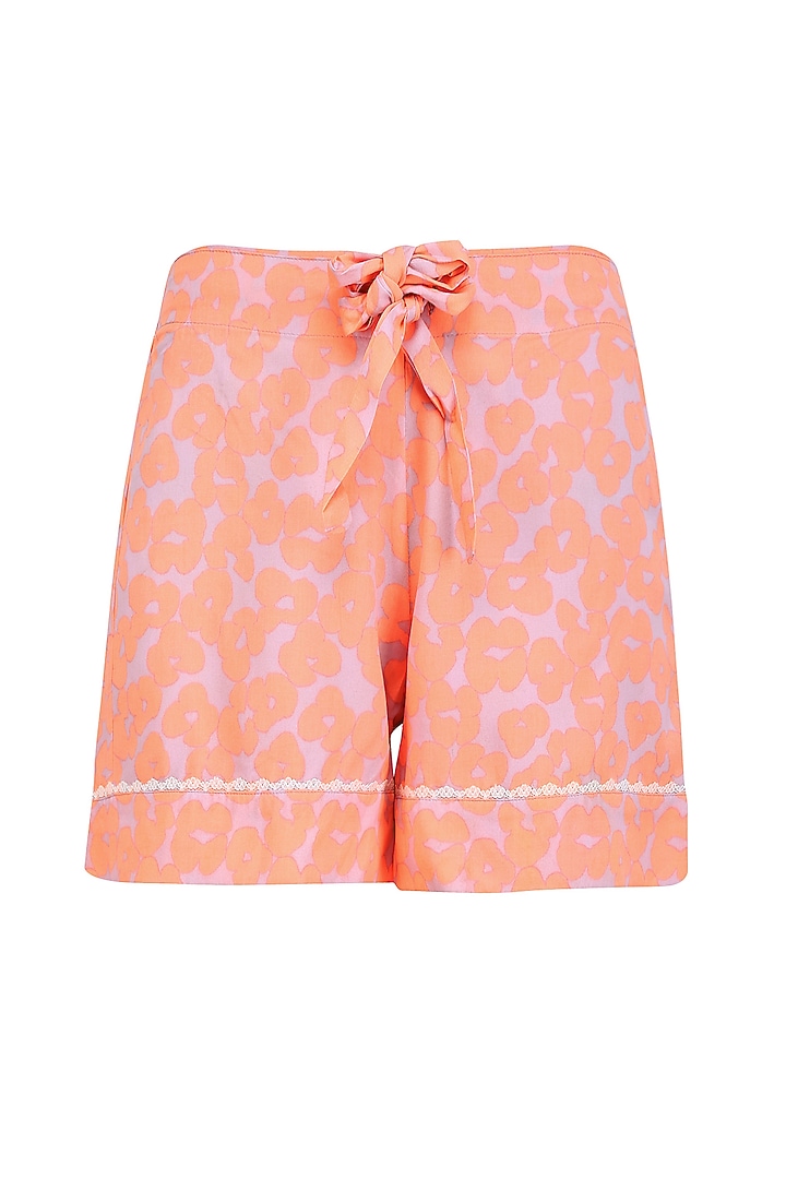 Peach floral printed nightsuit shirt and shorts set available only at Pernia's Pop Up Shop.