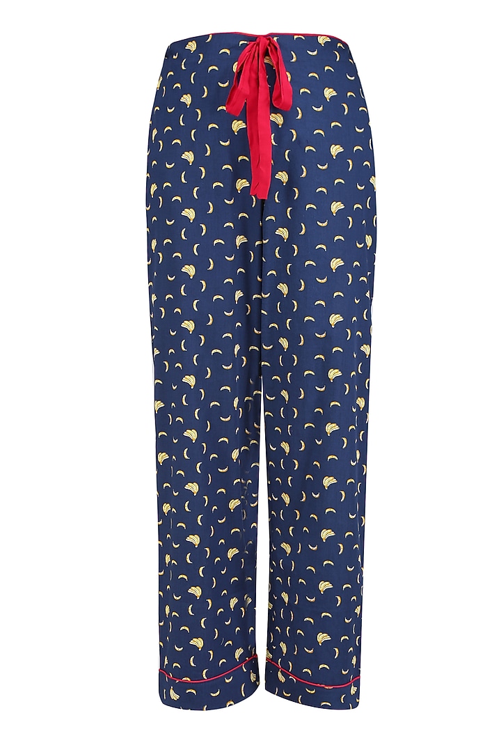 Navy blue and yellow banana print nightsuit set available only at Pernia's Pop Up Shop.