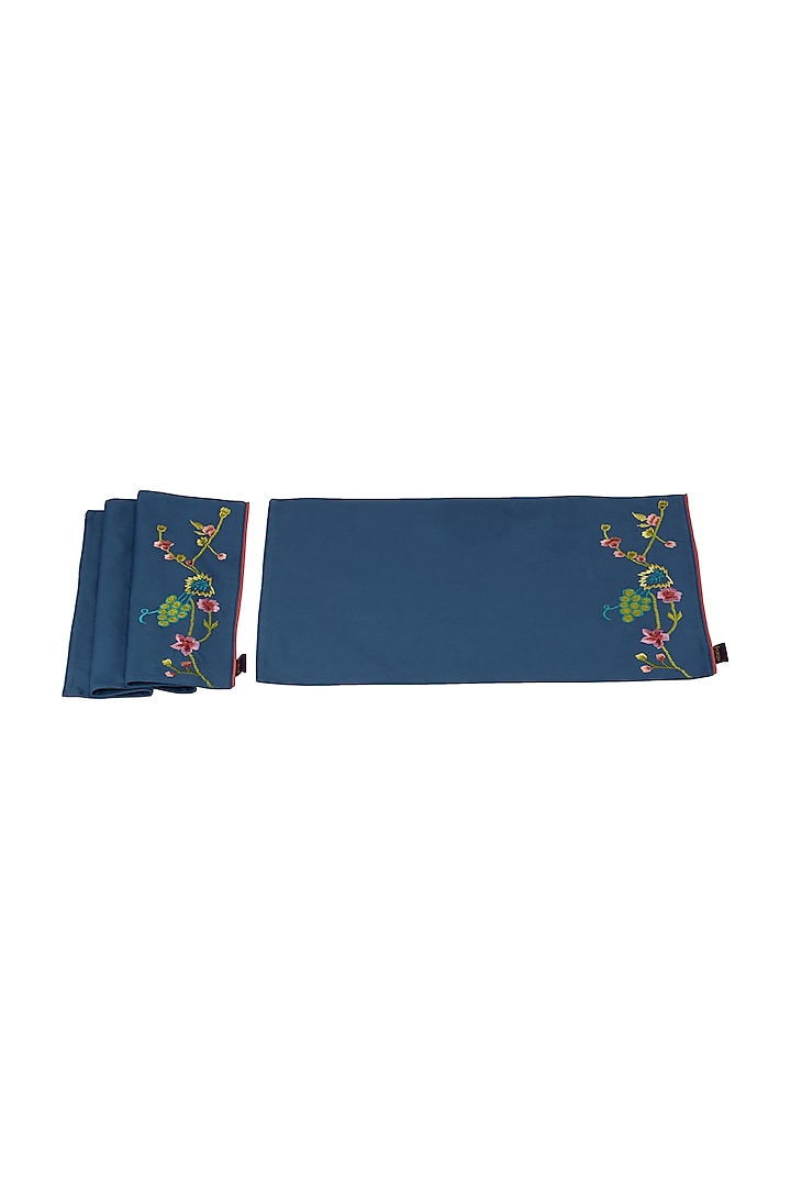 Blue Cotton Embroidered Placemats by Perenne Design