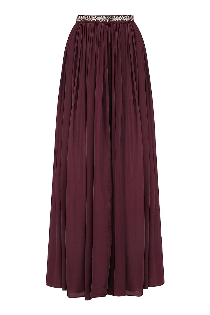 Marsala cape sleeves crop top and skirt set available only at Pernia's Pop Up Shop