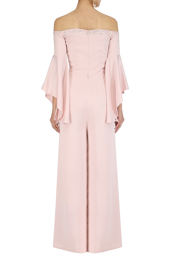 Soft pink off shoulder bell sleeves jumpsuit available only at Pernia's Pop Up Shop.