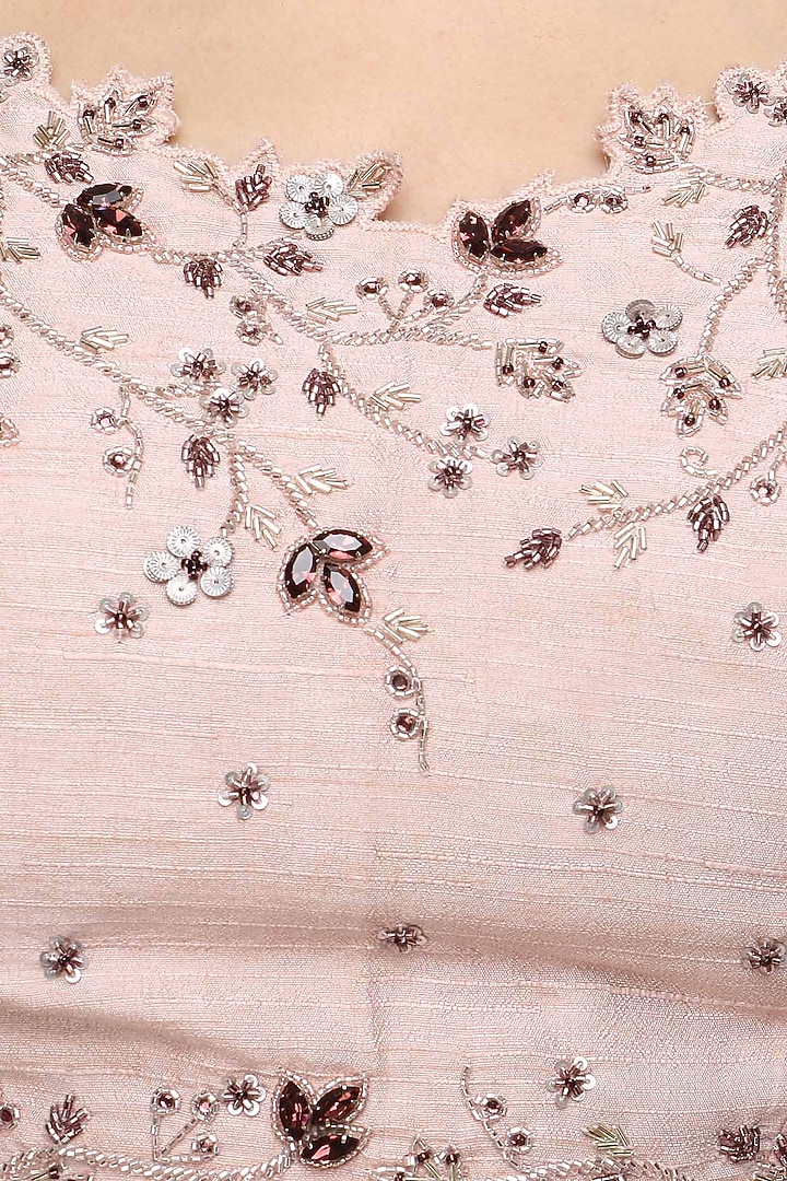 Soft peach crystal and beads embellished lehenga set only at Pernia's Pop Up Shop.