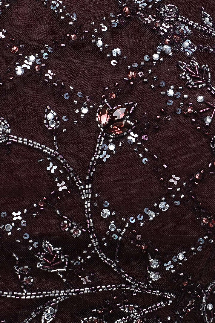 Deep plum sequins and crystal embellished lehanga set only at Pernia's Pop Up Shop.