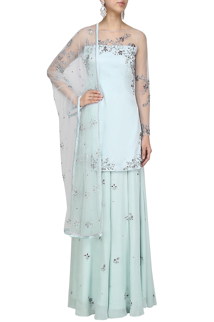 Sterling silver crystal embellished sharara set only at Pernia's Pop Up Shop.