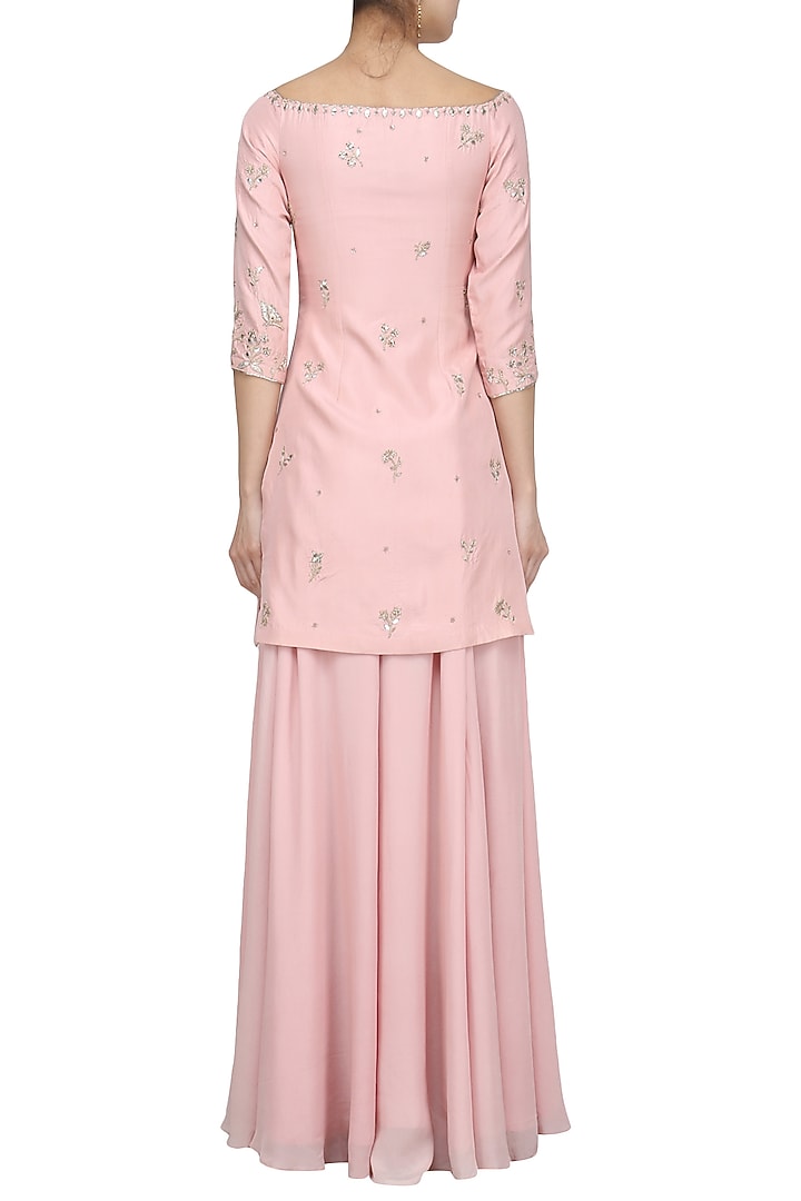 Rose pink gota and dabka embellished sharara set only at Pernia's Pop Up Shop.