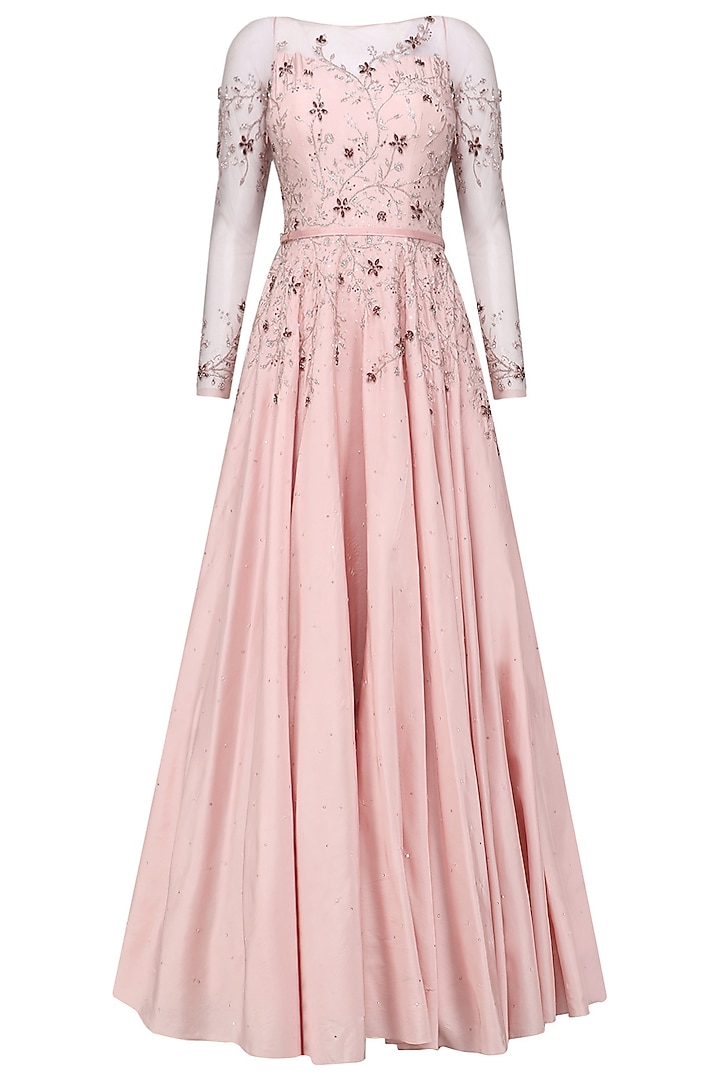 Soft pink crystal and bead embellished gown only at Pernia's Pop Up Shop.
