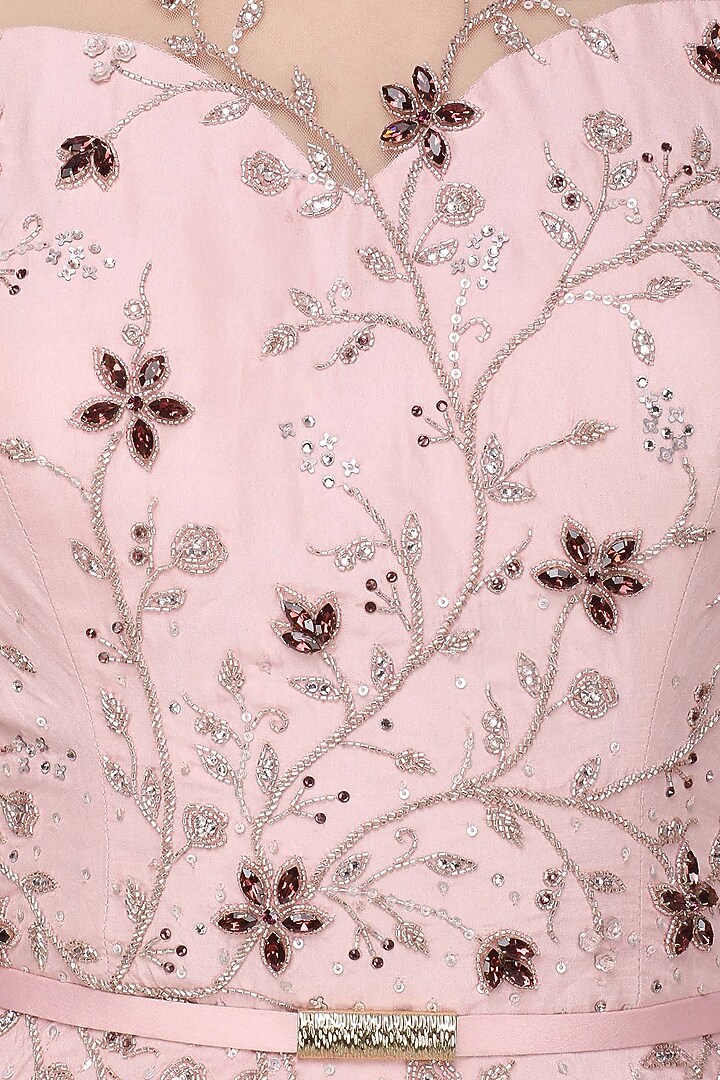 Soft pink crystal and bead embellished gown only at Pernia's Pop Up Shop.