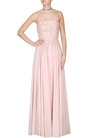 Pink Sequins and Crystal Embellished Jumpsuit by Pooja Peshoria