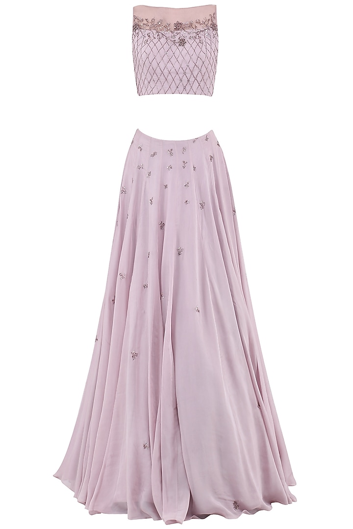 Mauve embroidered lehenga set available only at Pernia's Pop Up Shop.