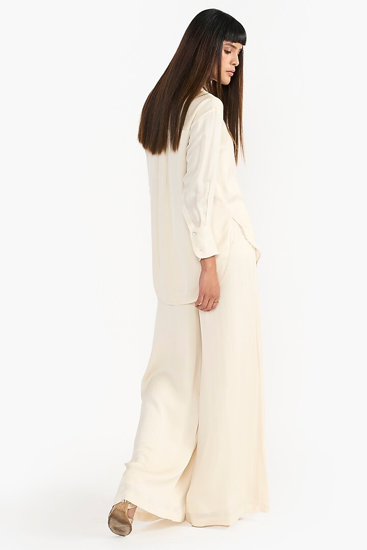 Ivory Viscose & Linen Blend Shirt by PERONA at Pernia's Pop Up Shop