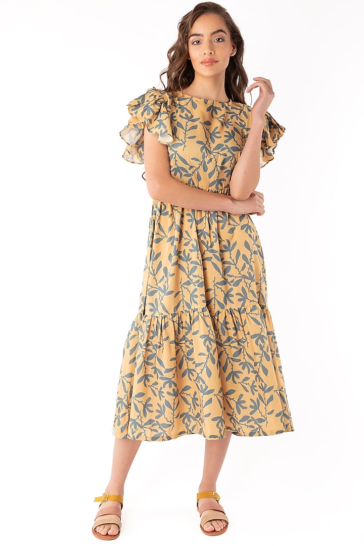 Mustard Tiered Midi Dress by Platform 9