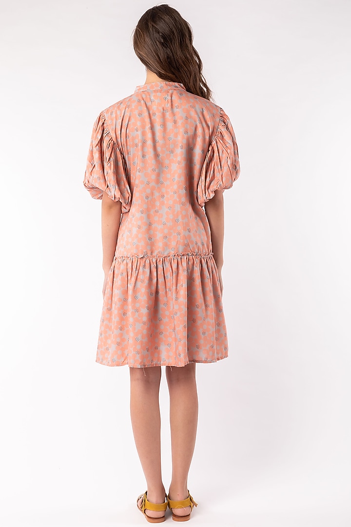 Beige Layered Summer Dress With Balloon Sleeves by Platform 9 at Pernia's Pop Up Shop