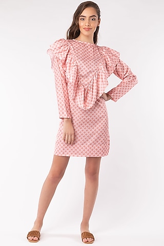 Peach V-Ruffled Yoke Dress by Platform 9