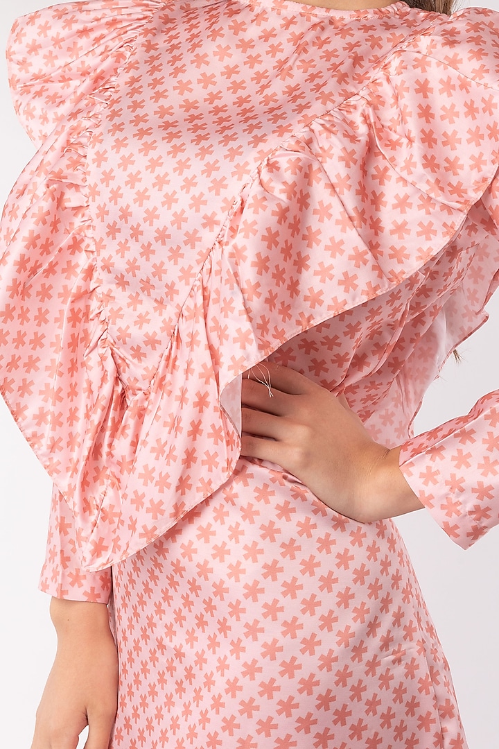 Peach V-Ruffled Yoke Summer Dress by Platform 9 at Pernia's Pop Up Shop