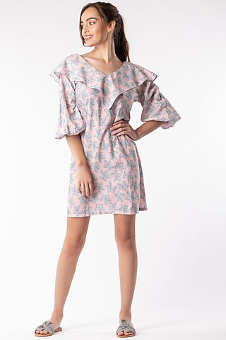 Blush Pink Dress With Bell Sleeves by Platform 9