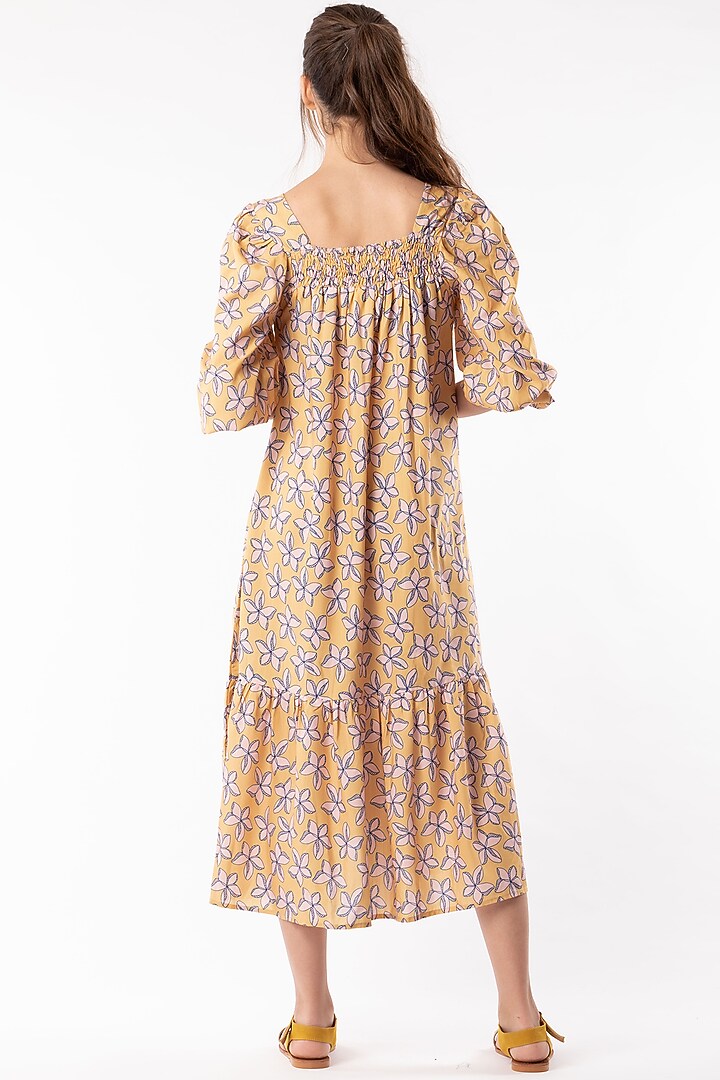 Yellow Smocked Midi Summer Dress by Platform 9 at Pernia's Pop Up Shop