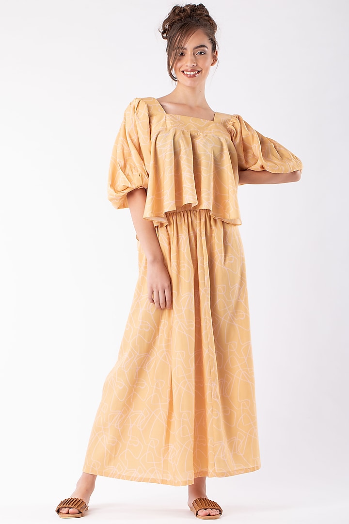 Yellow Cotton Polyester Skirt Set by Platform 9 at Pernia's Pop Up Shop