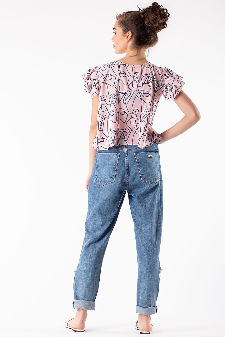 Blush Pink Short Top With Frill Sleeves by Platform 9 at Pernia's Pop Up Shop